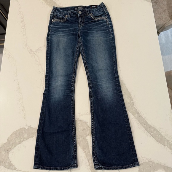 Silver Jeans Denim - Silver Suki Mid Boot Denim Jeans Women’s W26xL31 Dark Blue Embroidered Pockets